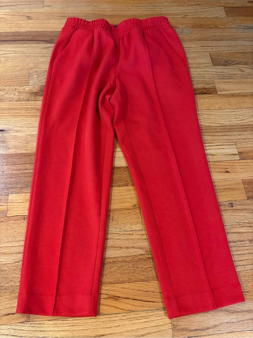 J. Crew red wool blend elastic waist pants trousers 8